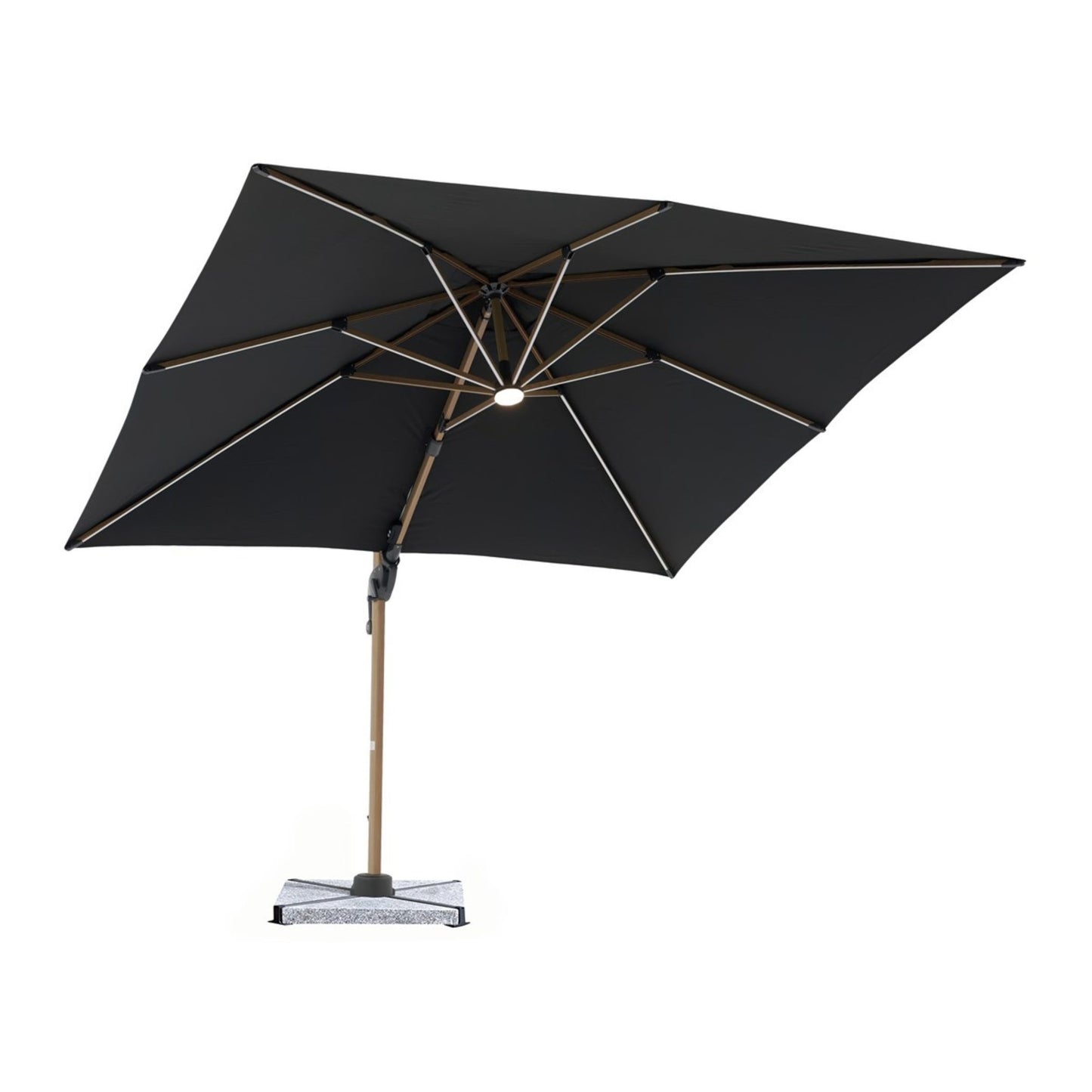 Bramblecrest Truro Wood Effect 3m Square Parasol and Base - Grey