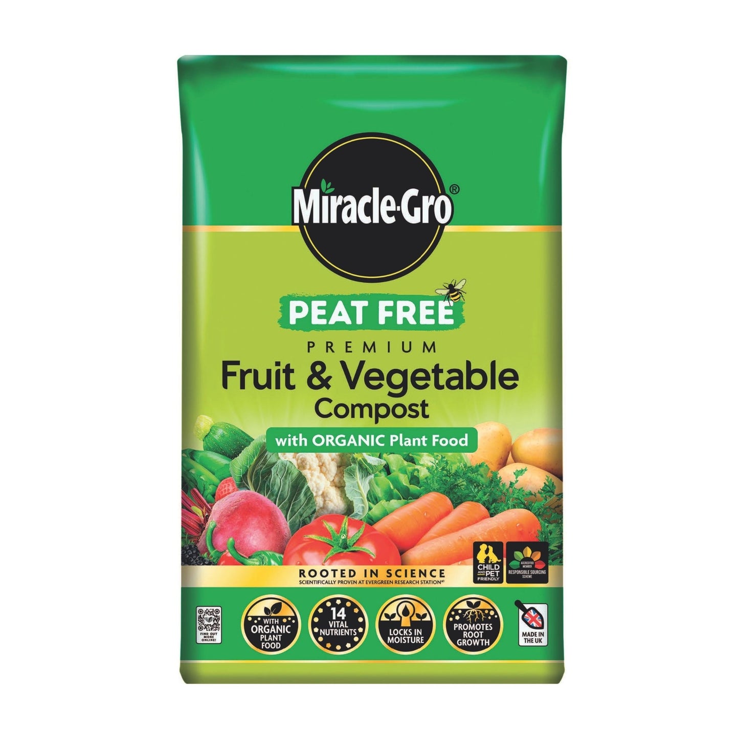 Evergreen - Peat Free Miracle-Gro Fruit & Veg Compost 40L
