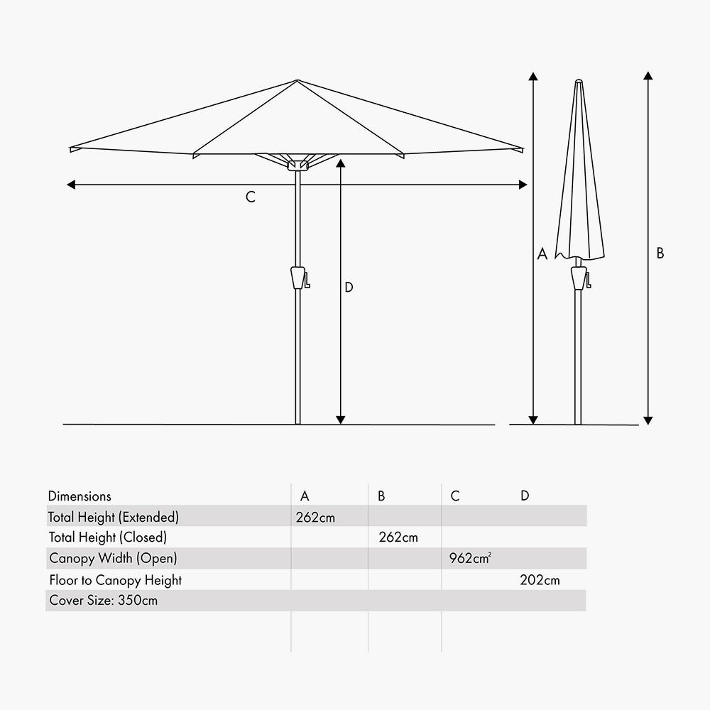 Pacific Lifestyle Riva 3.5m Round Parasol - Olive