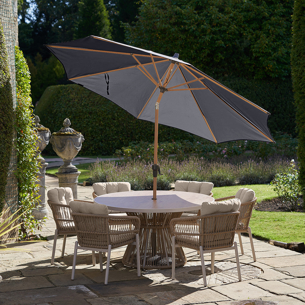 Pacific Lifestyle Riva 3m Teak Round Parasol - Anthracite
