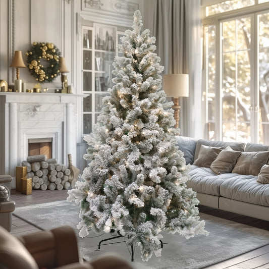 7FT Snowy Kingsley Pine Pre-lit - Kaemingk Everlands Christmas Tree | AT39