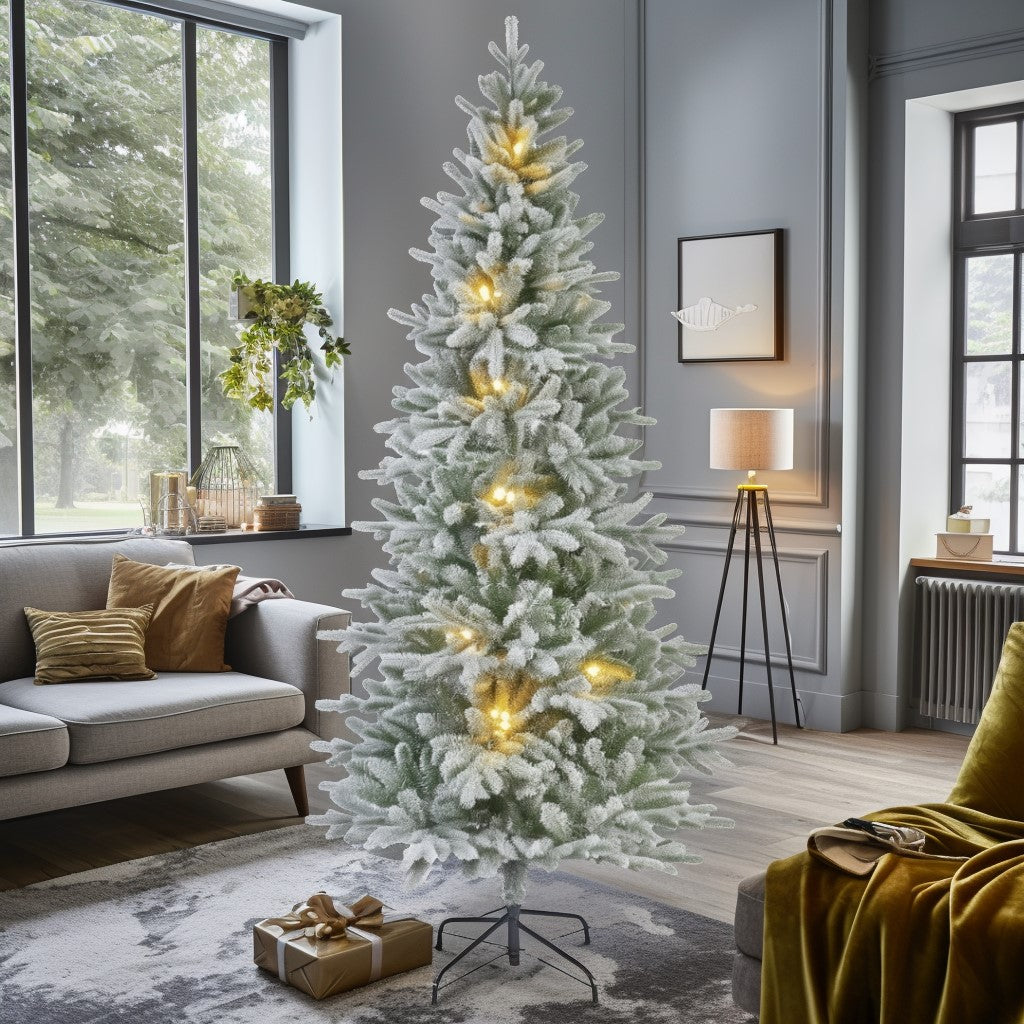 7ft Frosted Aspen Pine Fir Pre-Lit - Kaemingk Everlands Christmas Tree ...
