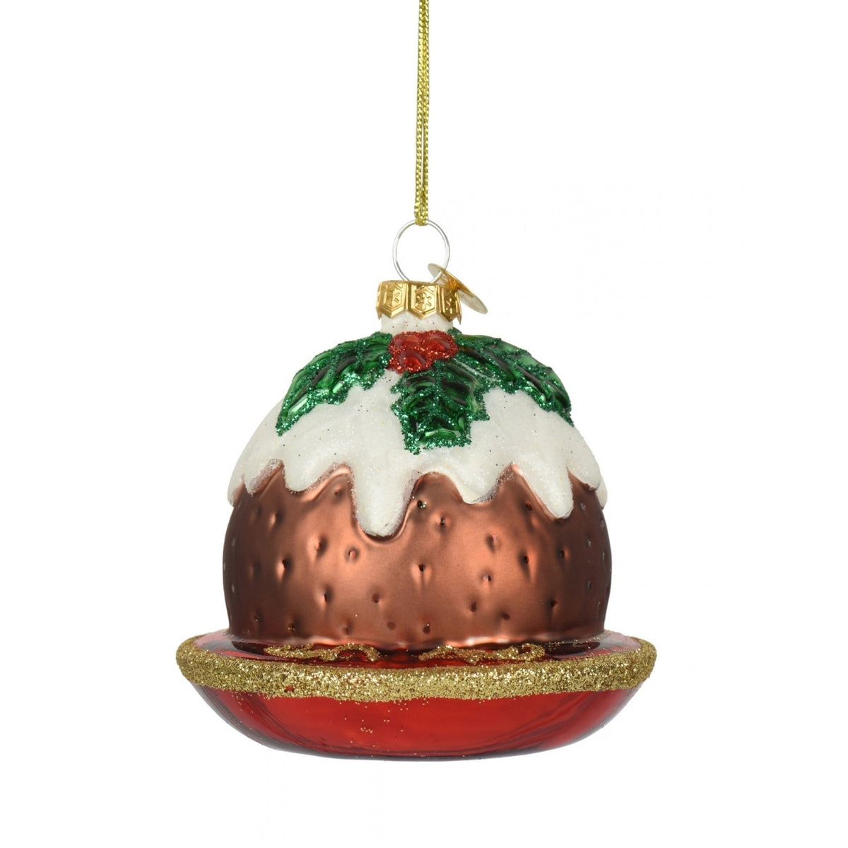 Christmas Pudding Glass Bauble - 7.6cm