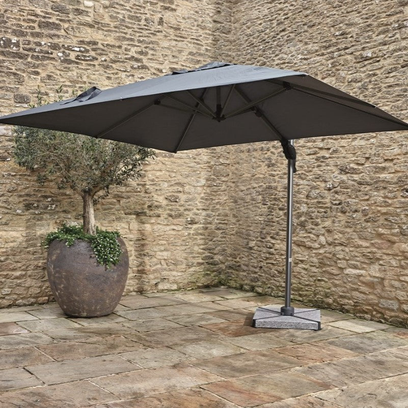 Bramblecrest Chichester 3m Square Parasol and Base - Grey