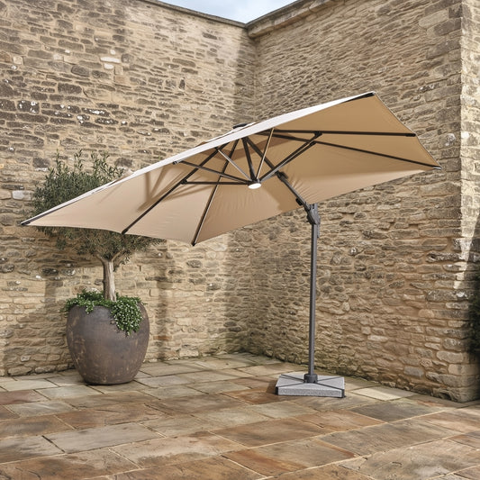 Bramblecrest Truro 3m Square Parasol and Base - Sand