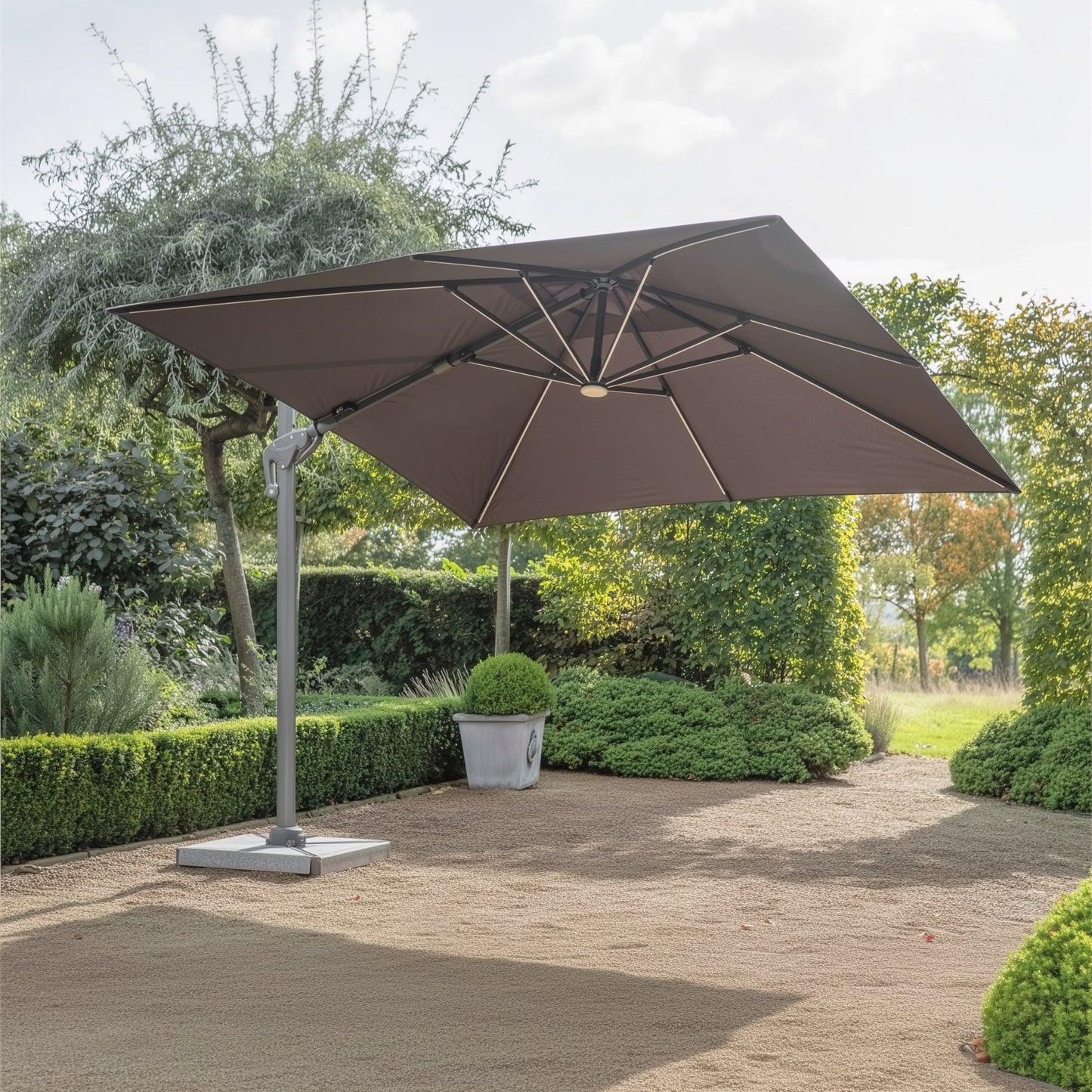 Bramblecrest Truro 3m Square Parasol and Base - Grey