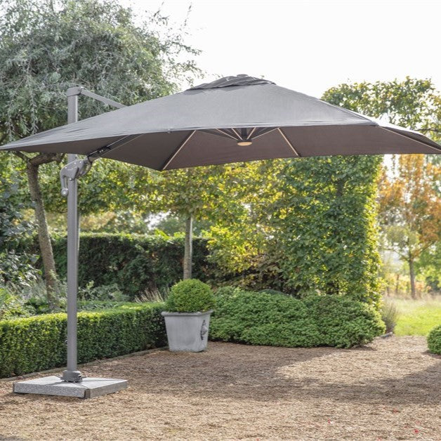 Bramblecrest Truro 3m Square Parasol and Base - Grey