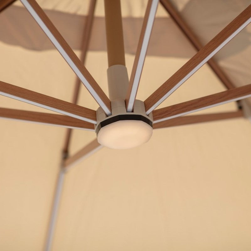 Bramblecrest Truro Wood Effect 3m Square Parasol and Base - Sand