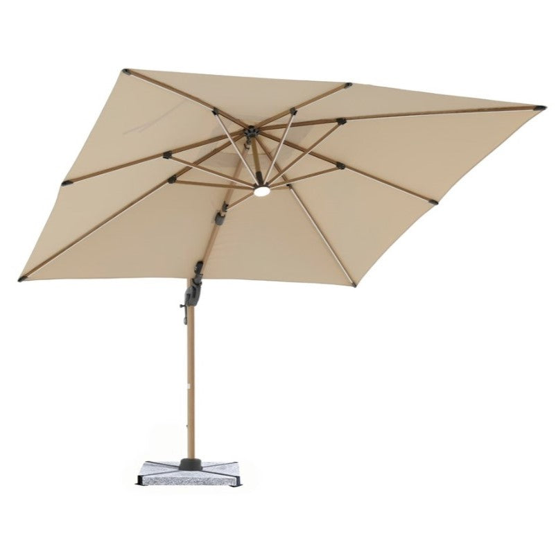 Bramblecrest Truro Wood Effect 3m Square Parasol and Base - Sand