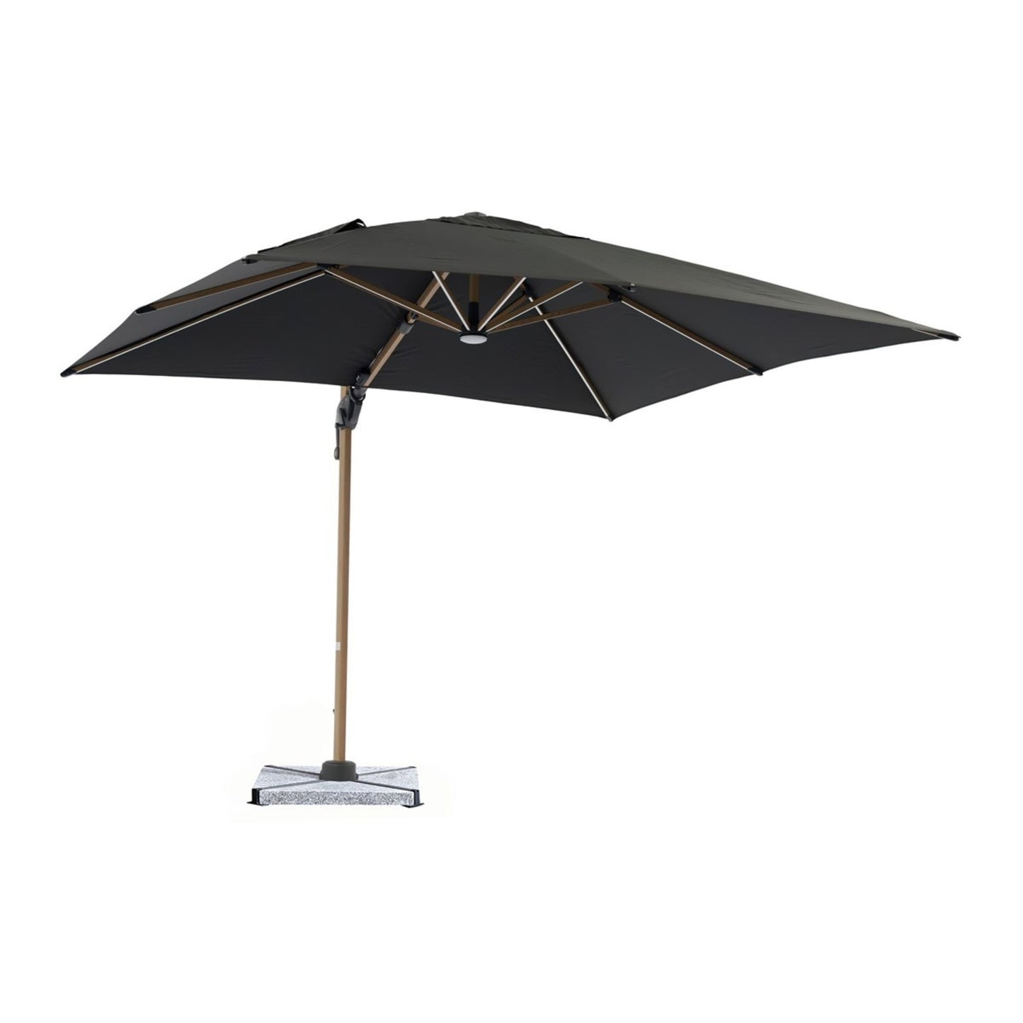 Bramblecrest Truro Wood Effect 3m Square Parasol and Base - Grey
