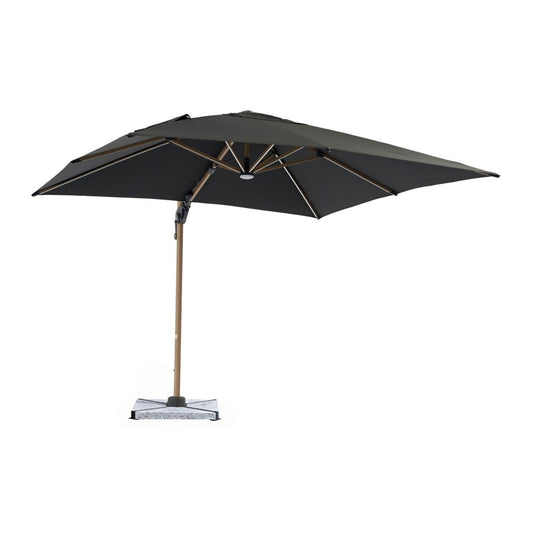 Bramblecrest Truro Wood Effect 3m Square Parasol and Base - Grey