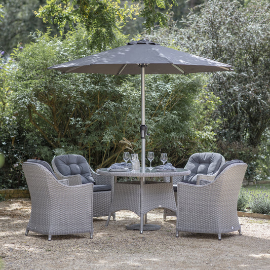 Bramblecrest Wentworth 4 Seat Dining Set with Parasol | W0009