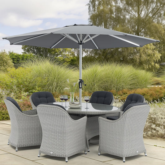 Bramblecrest Wentworth 6 Seat Dining Set with Parasol | W0010