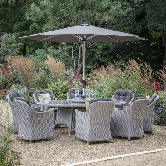 Bramblecrest Wentworth 8 Seat Dining Set with Parasol | W0011