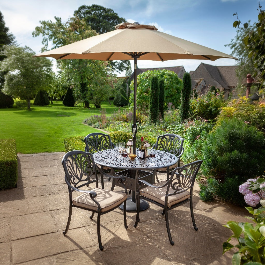 Hartman Amalfi 4 Seat Dining Set with Parasol | C0002