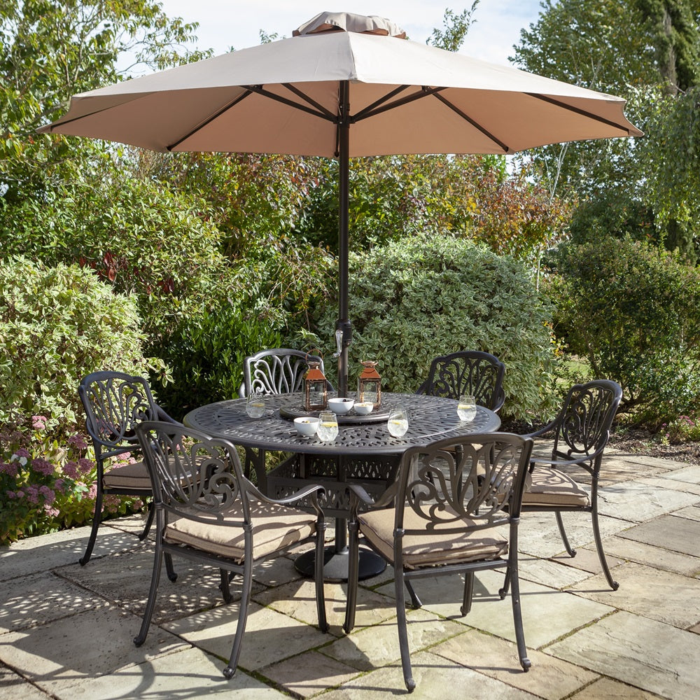 Hartman Amalfi 6 Seat Dining Set with Parasol | C0003