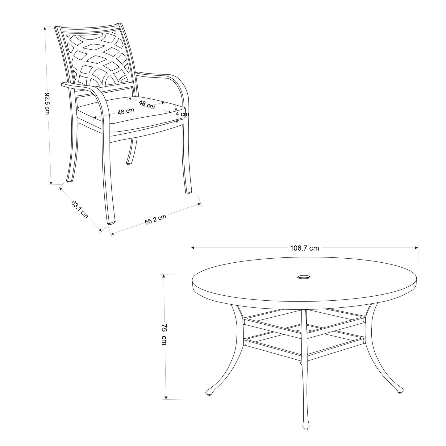 Hartman Buxton 4 Seat Dining Set with Parasol | C0008