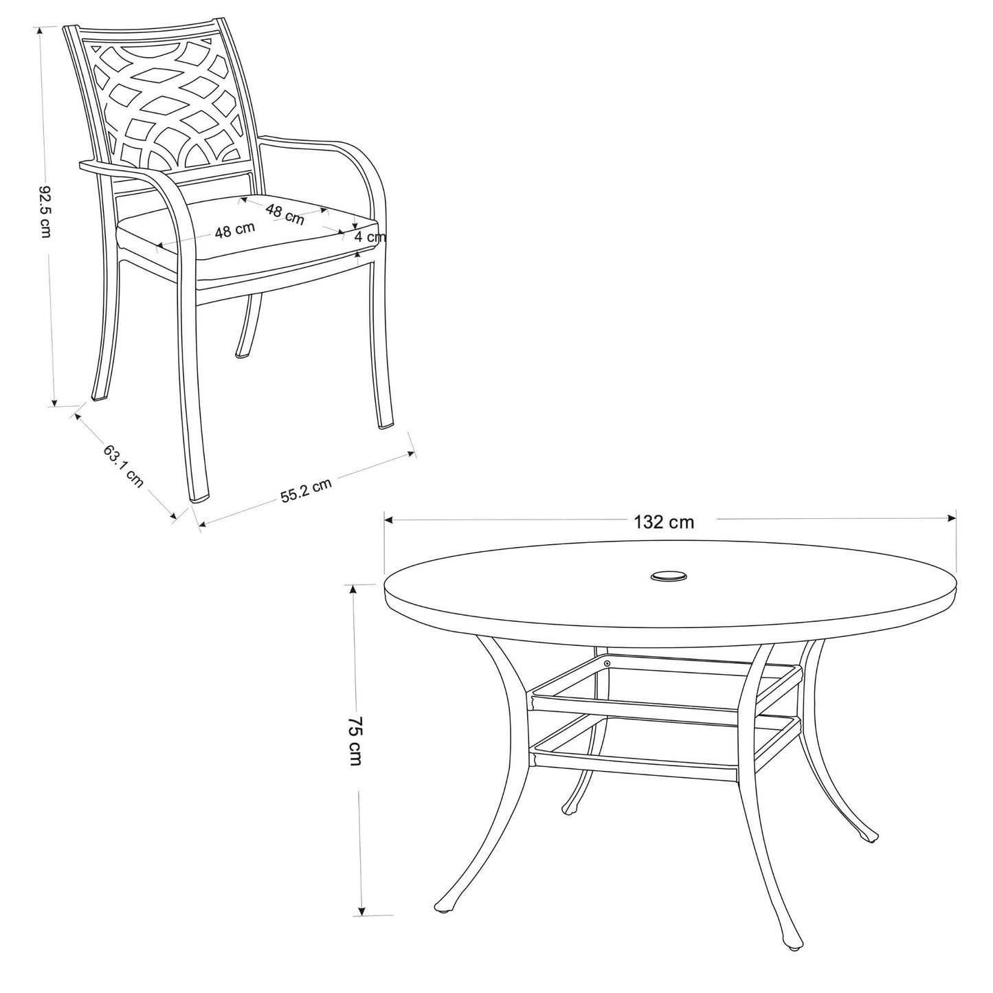 Hartman Buxton 6 Seat Dining Set with Parasol | C0009