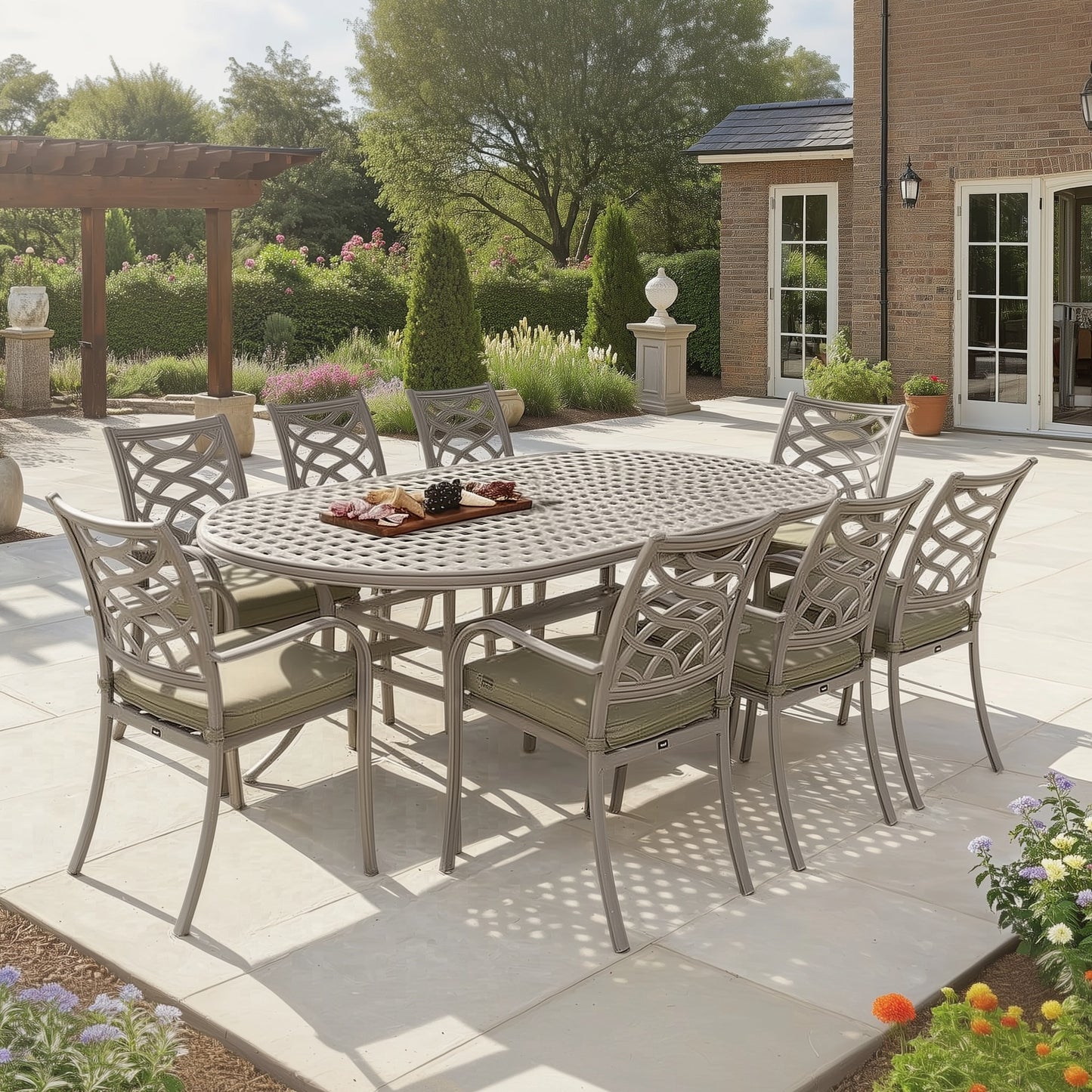 Hartman Buxton 8 Seat Dining Set with Parasol | C0010
