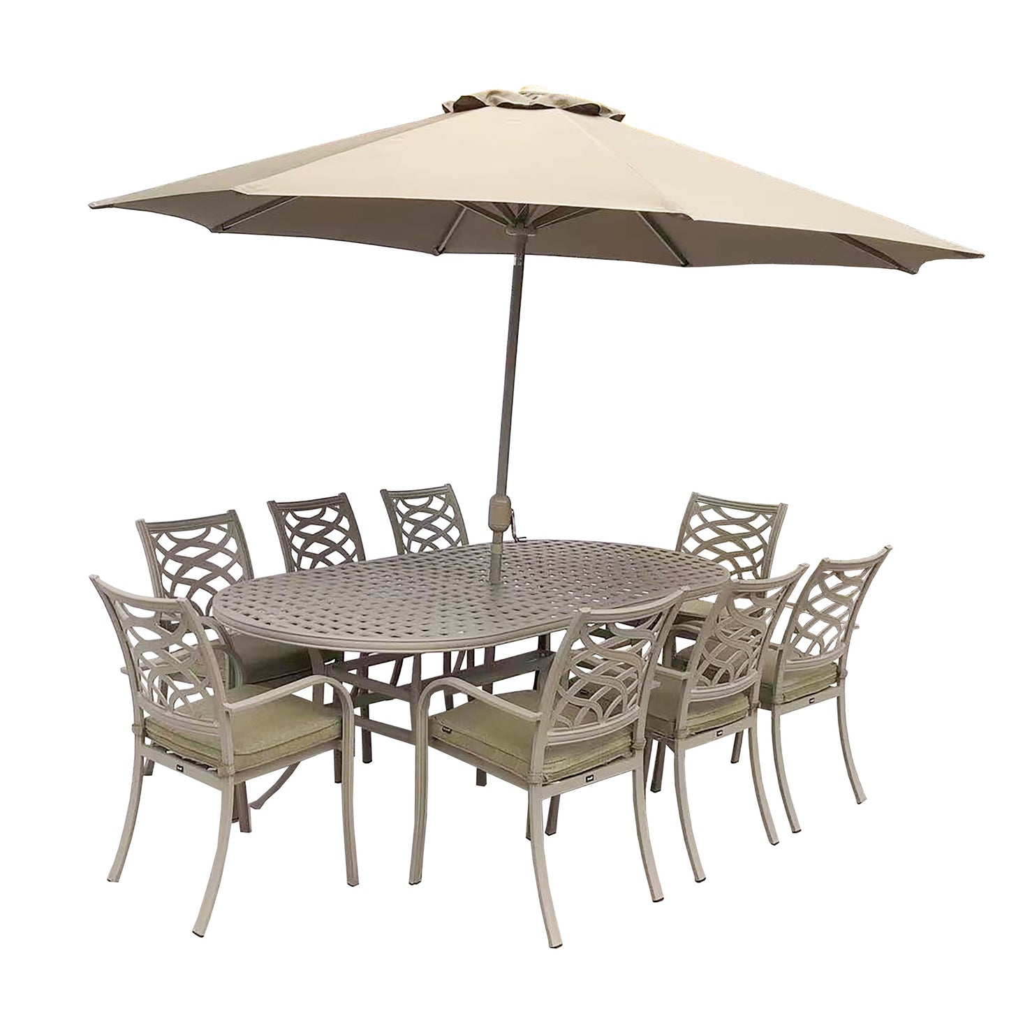 Hartman Buxton 8 Seat Dining Set with Parasol | C0010