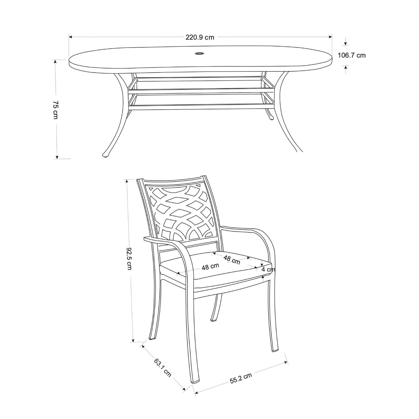 Hartman Buxton 8 Seat Dining Set with Parasol | C0010