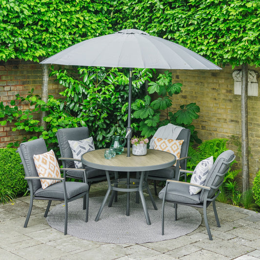 Leisuregrow Monza 4 Seat Dining Set with Parasol | A0008