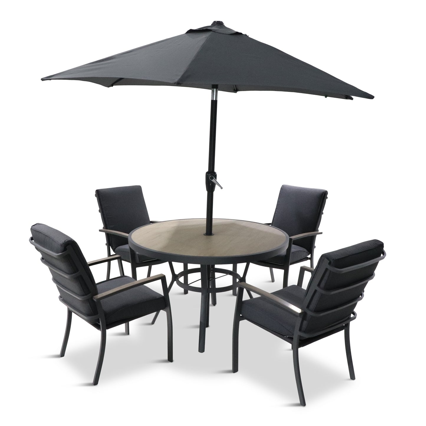 Leisuregrow Monza 4 Seat Dining Set with Parasol | A0008