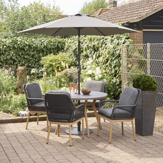 Leisuregrow Peru 4 Seat Dining Set with Parasol | A0039