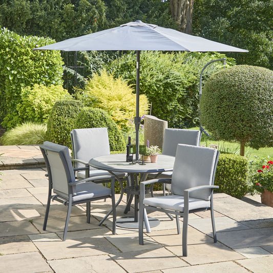Leisuregrow Turin 4 Seat Dining Set with Parasol | A0034