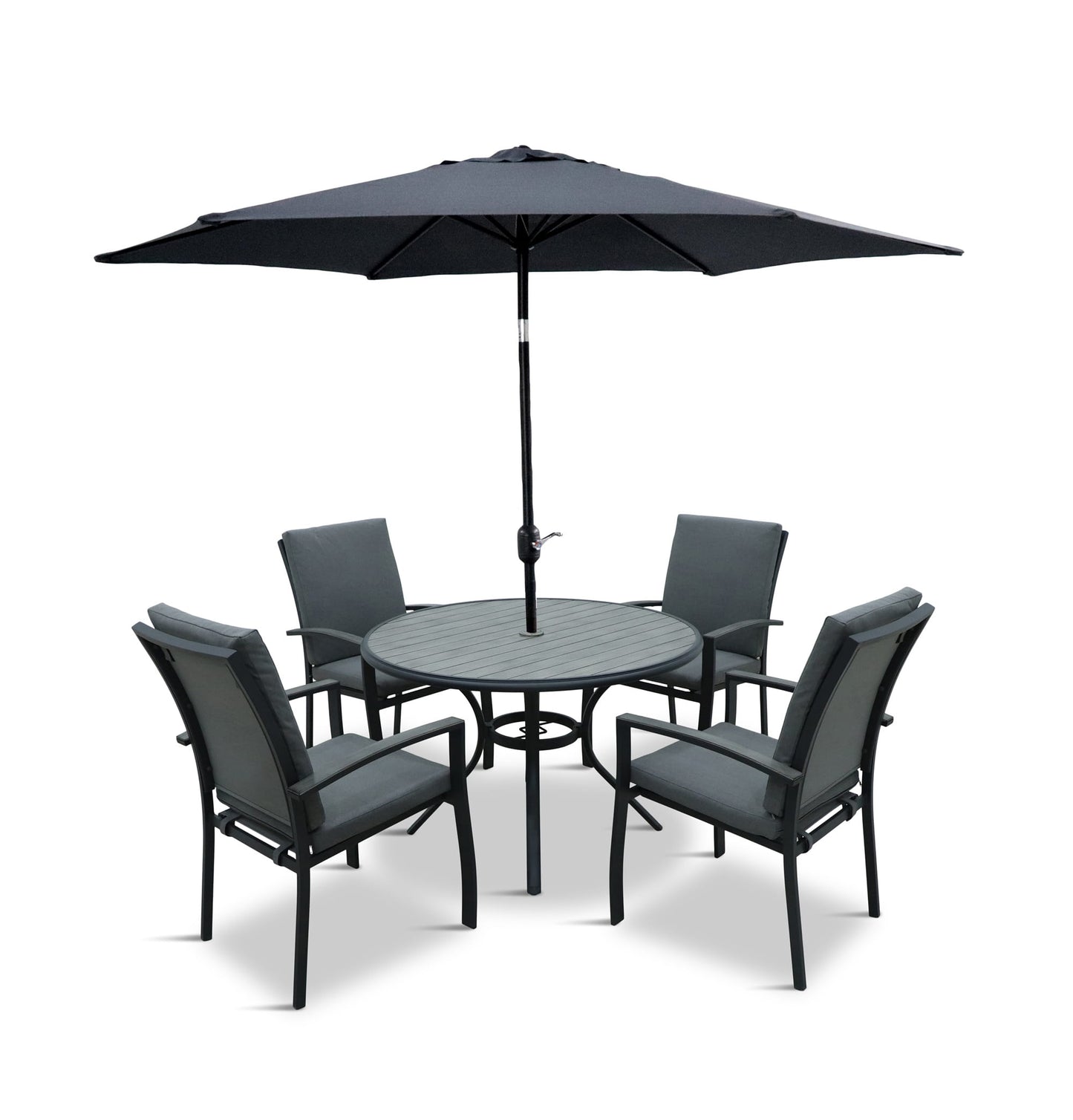 Leisuregrow Turin 4 Seat Dining Set with Parasol | A0034