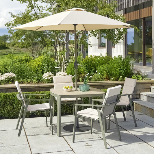 Leisuregrow Tuscany 4 Seat Dining Set with Parasol | A0036