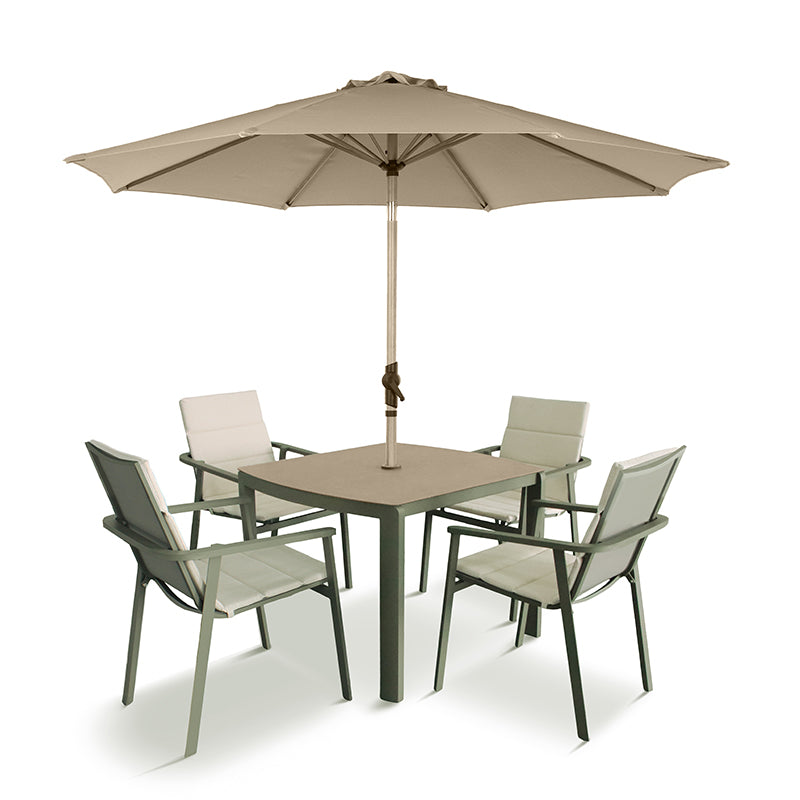 Leisuregrow Tuscany 4 Seat Dining Set with Parasol | A0036