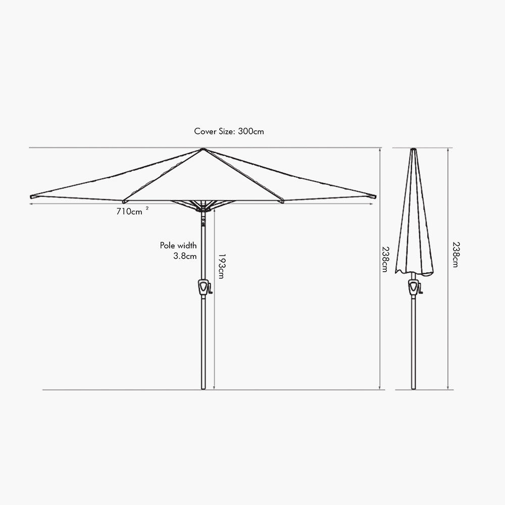 Pacific Lifestyle Riva 3m Round Parasol - Anthracite