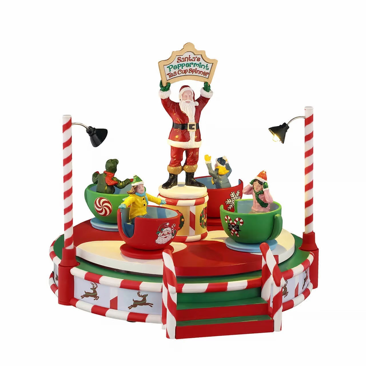 Santas Peppermint Teacup Spinner | Lemax Christmas Villages