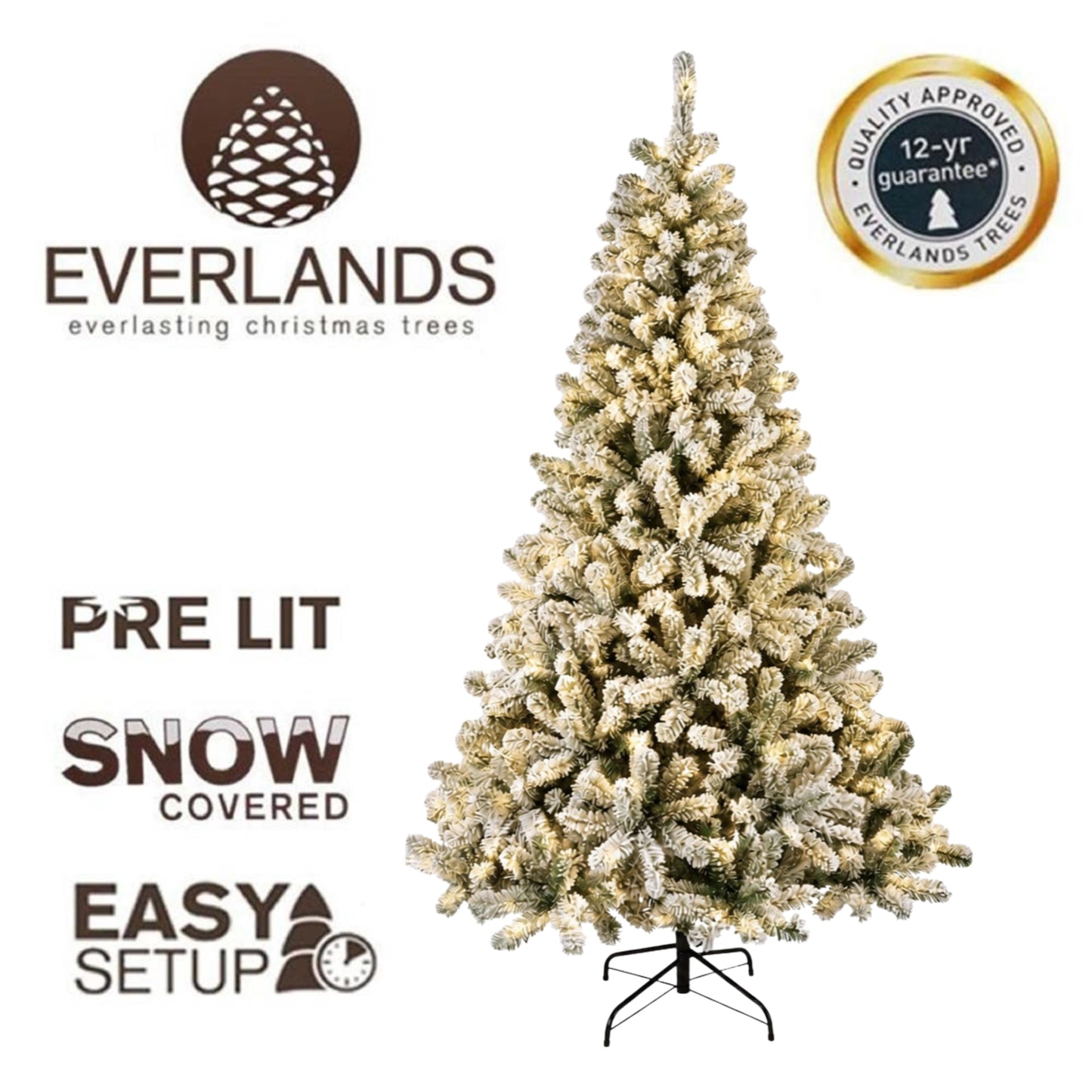 6ft Snowy Kingsley Pine Pre-Lit - Kaemingk Everlands Christmas Tree | AT26