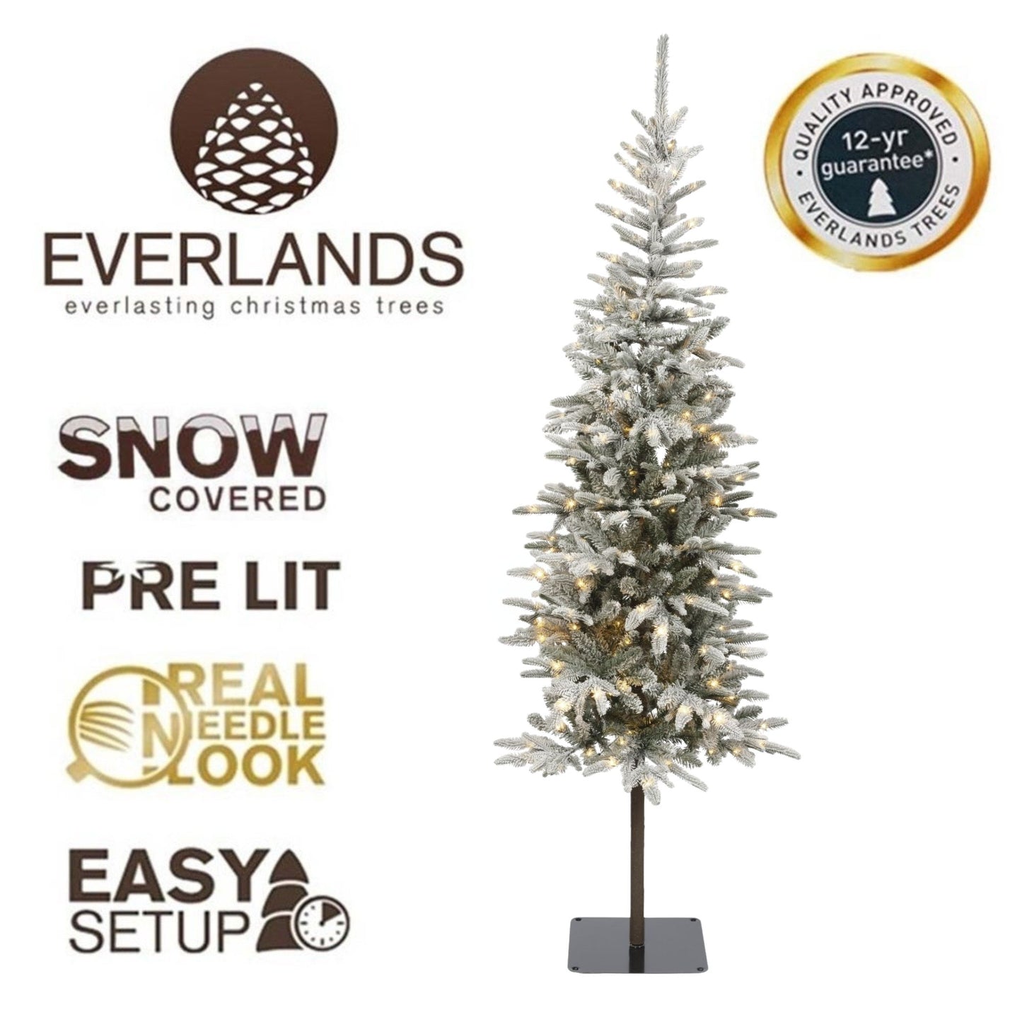 7ft Snowy Nordic Fir Pre-Lit - Kaemingk Everlands Christmas Tree | AT32