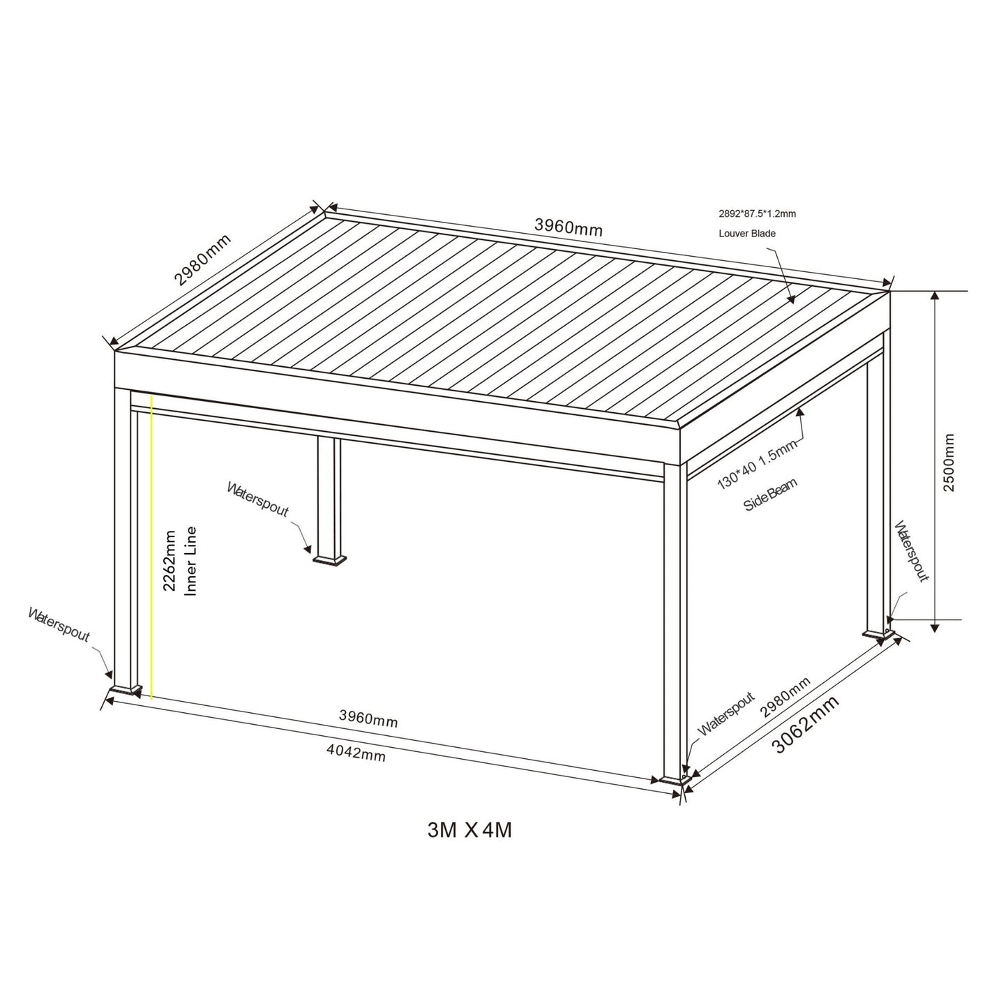Supremo Belford 3x4m Pergola - Wood Effect